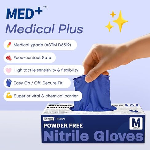 Supmedic Nitrile Exam Gloves, 4 Mil 1000 Ct, Powder-Free Latex-Free Cooking Food-Safe Disposable Medical Gloves, Blue Violet in Saudi Arabia