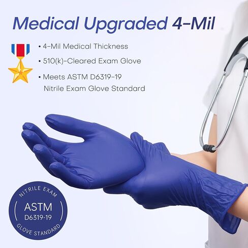 Supmedic Nitrile Exam Gloves, 4 Mil 1000 Ct, Powder-Free Latex-Free Cooking Food-Safe Disposable Medical Gloves, Blue Violet in Saudi Arabia