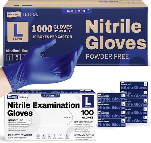Supmedic Nitrile Exam Gloves, 4 Mil 1000 Ct, Powder-Free Latex-Free Cooking Food-Safe Disposable Medical Gloves, Blue Violet in Saudi Arabia
