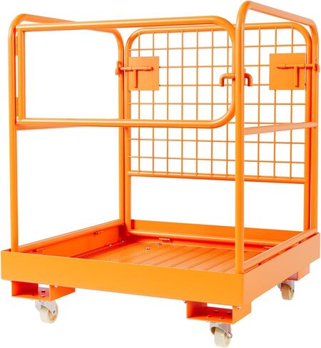 قفص أمان للرافعة الشوكية 36 بوصة × 36 بوصة، 1800 رطل كحد أقصى. سلة رجل الرافعة الشوكية ذات 4 عجلات، منصة عمل رافعة شوكية جوية من الفولاذ الثقيل لرفع اللودر in Kuwait