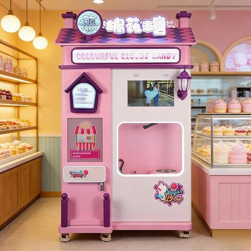 Mobile Cotton Candy Vending Machine Fully Automatic Self-Service Fluffy Dessert Maker Compact Build Easy Transport for Food Trucks, Festivals and Outdoor Markets in Saudi Arabia