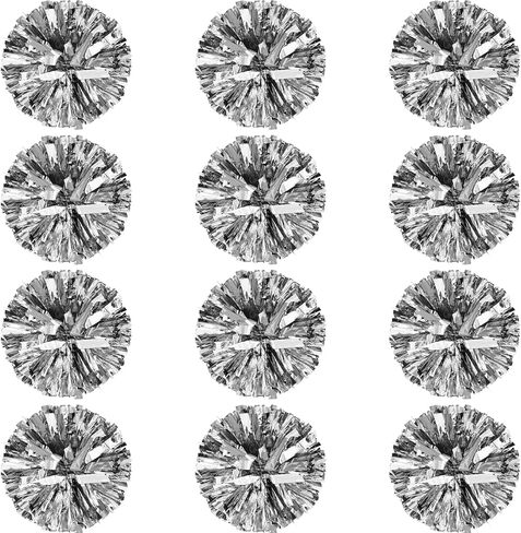 12 عبوة من كرات بوم بومس التشجيعية، زهور يدوية بلاستيكية من رقائق معدنية معدنية، كرات التشجيع للأطفال والمراهقين لعبة كرة الفريق الرياضي، 30.48 سم (أرجواني/فضي) in Kuwait