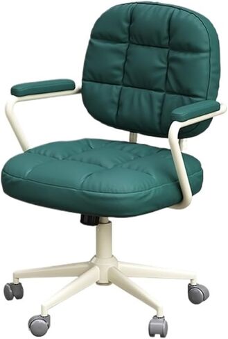Classic Office Chair PU Leather Comfortable Backrest Office Chair Household Female Bedroom Lift Swivel Chair Makeup Chair Desk Task Chair(Brown) in Kuwait