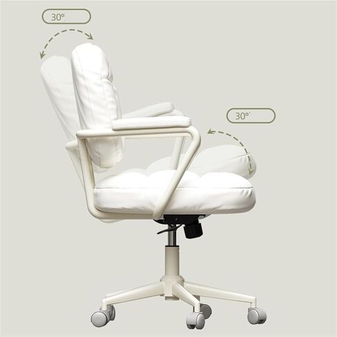 Classic Office Chair PU Leather Comfortable Backrest Office Chair Household Female Bedroom Lift Swivel Chair Makeup Chair Desk Task Chair(Brown) in Kuwait