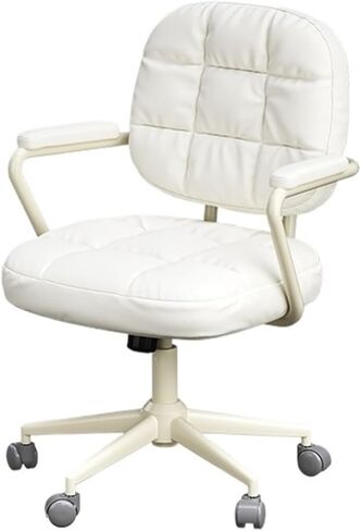 Classic Office Chair PU Leather Comfortable Backrest Office Chair Household Female Bedroom Lift Swivel Chair Makeup Chair Desk Task Chair(Brown) in Kuwait