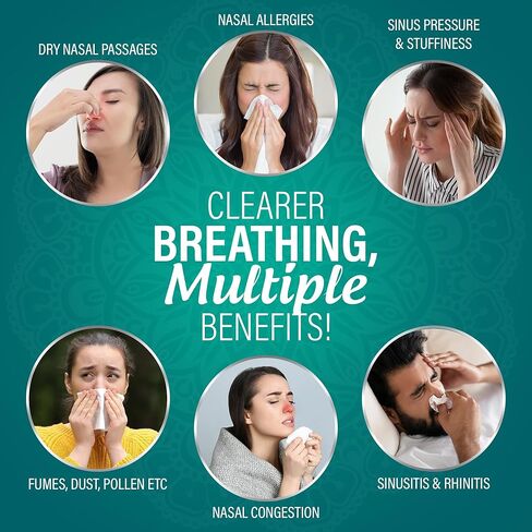 زجاجة شطف الجيوب الأنفية من جوروناندا وحزم ملحية ممزوجة مسبقًا 16 قيراط - جميع عبوات شطف الجيوب الأنفية طبيعية للمساعدة في تخفيف الحساسية والاحتقان، 0.08 أونصة لكل منها in Kuwait