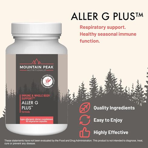 Mountain Peak Nutritionals Aller G Plus - Respiratory, Sinus, & Seasonal Allergy Support - w/Bromelain & Stinging Nettle - Promotes Healthy Immune Function (90 Vegetarian Capsules) in Kuwait