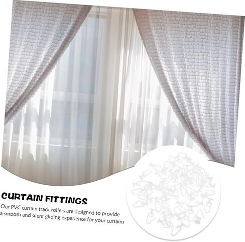 50Pcs Curtain Track Gliders Silent Sliding Hooks for Windows Shower Curtains Drapery Rail Smooth Noise Operation for Bedrooms Living Rooms in Saudi Arabia