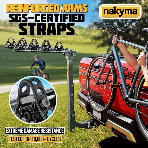 4 حامل وصلة ربط لرف الدراجة (بحد أقصى 240 رطل)، حامل دراجة للسيارة مصنوع من فولاذ SPCC سميك عالي القوة، تصميم مضاد للتمايل، حامل دراجة هوائية للسيارة وسيارات الدفع الرباعي والشاحنة 2 بوصة in Kuwait