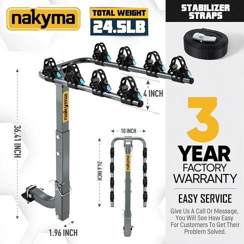 4 حامل وصلة ربط لرف الدراجة (بحد أقصى 240 رطل)، حامل دراجة للسيارة مصنوع من فولاذ SPCC سميك عالي القوة، تصميم مضاد للتمايل، حامل دراجة هوائية للسيارة وسيارات الدفع الرباعي والشاحنة 2 بوصة in Kuwait
