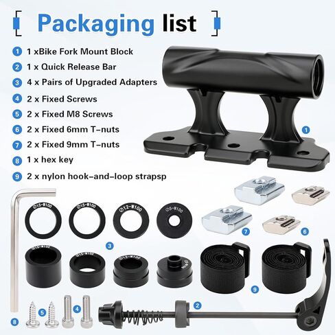 كتلة تثبيت شوكة دراجة واحدة، سبيكة سريعة الفك من خلال المحور لدراجة السيارة ورف سقف الشاحنة وسرير الدراجة مع 4 محولات للطرق وMTB والدراجات الهجينة in Kuwait