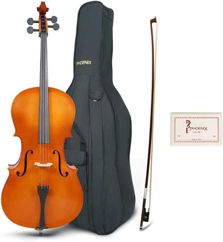 PHOENIX 3/4 Full Size Cello, Beginner Cello 3/4, Acoustic Cello Kit with Portable Bag, Bow, Bridge, Rosin, String Musical Instruments for School Orchestras, Performances in Saudi Arabia