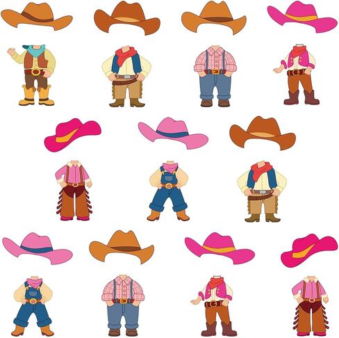 48pcs Western Cowboy Hat Clutouts Decorations Bulletin Board Decorations Pink Cowgirl Paper Cut Outs Diy Craft Fort in Saudi Arabia