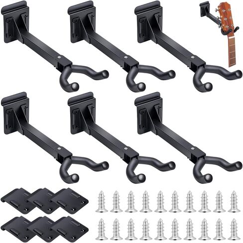 12Pcs Guitar Hook, Adjustable Guitar Wall Mount Stand Hangers Wall Mount Hook Stand with 50pc Screws Bass Accessories for Musical Retail Shop Bedroom Playroom Bar Rehearsal Space in Saudi Arabia