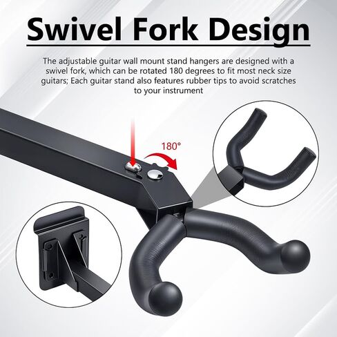 12Pcs Guitar Hook, Adjustable Guitar Wall Mount Stand Hangers Wall Mount Hook Stand with 50pc Screws Bass Accessories for Musical Retail Shop Bedroom Playroom Bar Rehearsal Space in Saudi Arabia