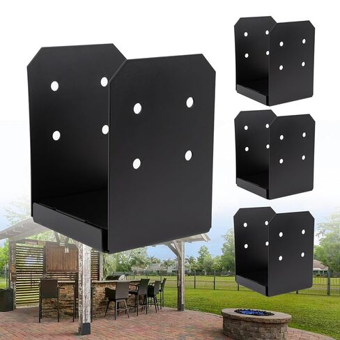 8x8 Post Base Brackets 4-Pack (7.5x7.5in Actual) - Heavy Duty Deck Post Anchor for Pergola, Gazebo, Playset - Black Powder Coated Steel with Standoff in Saudi Arabia