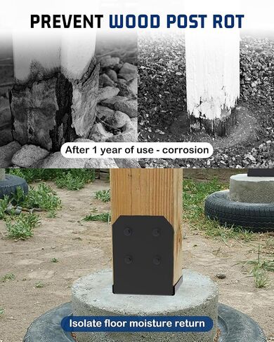 8x8 Post Base Brackets 4-Pack (7.5x7.5in Actual) - Heavy Duty Deck Post Anchor for Pergola, Gazebo, Playset - Black Powder Coated Steel with Standoff in Saudi Arabia