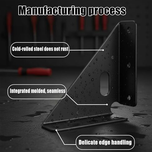 4 قطع من مفاصل مجمعة شديدة التحمل، رمز زاوية ترابيزي، دعامة زاوية معدنية، رف الأثاث يدعم مثبتات المفاصل للطاولة والكراسي والخزانة وتثبيت السرير (أسود) in Kuwait
