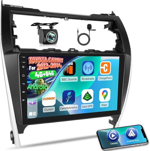 Radio for Toyota Camry 2012 2013 2014, Volxcereo [2G+64G] Android 10.1 inch Touch Screen Car Stereo, Wireless Carplay/Android Auto/GPS/WiFi/Bluetooth/DSP/SWC in Kuwait