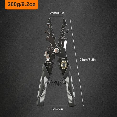 قشارة أسلاك متعددة الوظائف 25 في 1 - أداة تعرية أسلاك احترافية لقطع العقص، متوافقة مع أسلاك 16 AWG إلى 6 AWG - أدوات تعرية أسلاك كهربائية متعددة الاستخدامات للاستخدام الصناعي والمنزلي in Kuwait