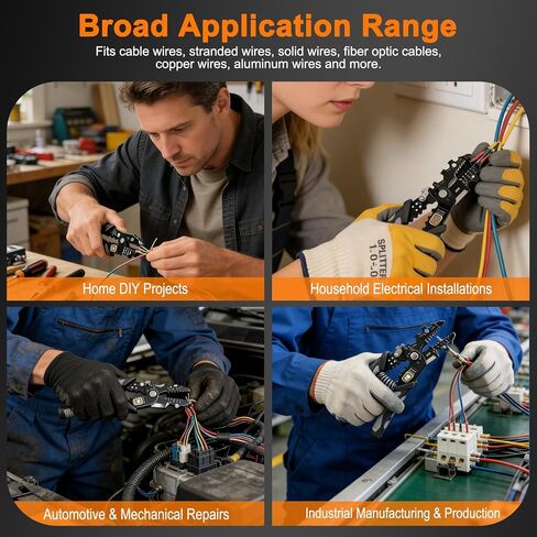 قشارة أسلاك متعددة الوظائف 25 في 1 - أداة تعرية أسلاك احترافية لقطع العقص، متوافقة مع أسلاك 16 AWG إلى 6 AWG - أدوات تعرية أسلاك كهربائية متعددة الاستخدامات للاستخدام الصناعي والمنزلي in Kuwait