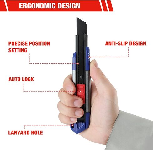 WORKPRO 18mm Retractable Utility Knife, Heavy Duty Snap-off Box Cutter with 10-Piece SK5 Blades for Cartons, Cardboard and Boxes, Perfect for Office and Home Use in Kuwait