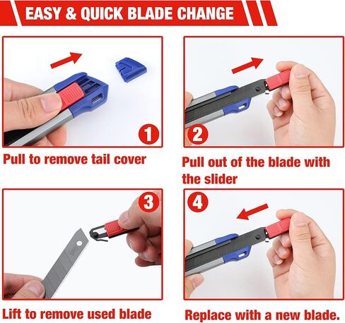 WORKPRO 18mm Retractable Utility Knife, Heavy Duty Snap-off Box Cutter with 10-Piece SK5 Blades for Cartons, Cardboard and Boxes, Perfect for Office and Home Use in Kuwait