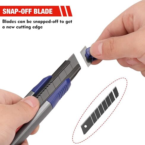 WORKPRO 18mm Retractable Utility Knife, Heavy Duty Snap-off Box Cutter with 10-Piece SK5 Blades for Cartons, Cardboard and Boxes, Perfect for Office and Home Use in Kuwait