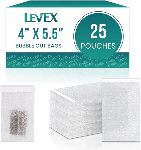 Levex - 4" x 5.5" [25 Pack] Clear Self-Sealing Bubble Out Pouches Bags, Bubble Cushion Wrap Bags for Storage, Packing, Shipping & Moving in Kuwait