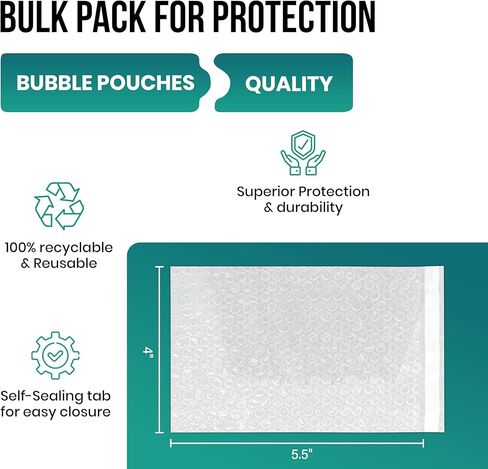 Levex - 4" x 5.5" [25 Pack] Clear Self-Sealing Bubble Out Pouches Bags, Bubble Cushion Wrap Bags for Storage, Packing, Shipping & Moving in Kuwait