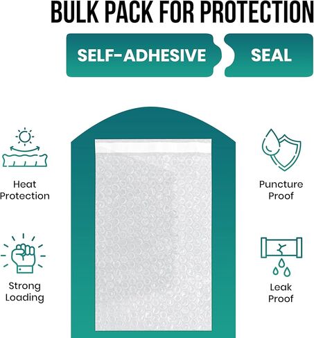 Levex - 4" x 5.5" [25 Pack] Clear Self-Sealing Bubble Out Pouches Bags, Bubble Cushion Wrap Bags for Storage, Packing, Shipping & Moving in Kuwait