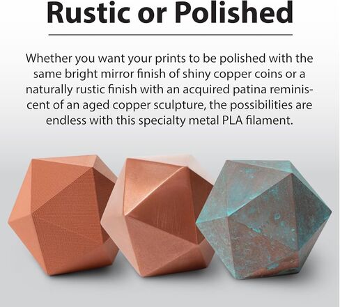 خيوط طابعة PLA ثلاثية الأبعاد مملوءة بالنحاس من بروتوباستا | خيوط طابعة بلاستيكية PLA مملوءة بالمعدن من ProtoPlant مع 60% نحاس | خيوط معدنية مركبة صديقة للبيئة البولندية والباتينا | بكرة معدنية 500 جرام in Kuwait