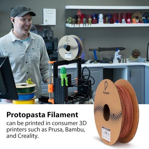 خيوط طابعة PLA ثلاثية الأبعاد مملوءة بالنحاس من بروتوباستا | خيوط طابعة بلاستيكية PLA مملوءة بالمعدن من ProtoPlant مع 60% نحاس | خيوط معدنية مركبة صديقة للبيئة البولندية والباتينا | بكرة معدنية 500 جرام in Kuwait