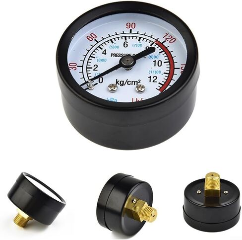 مقياس ضغط ضاغط الهواء 0-180 رطل لكل بوصة مربعة / 0-12 بار مع خيط ذكر 13 مم، مقياس الضغط على شكل قذيفة حديدية لأدوات الهواء في ورشة العمل in Kuwait