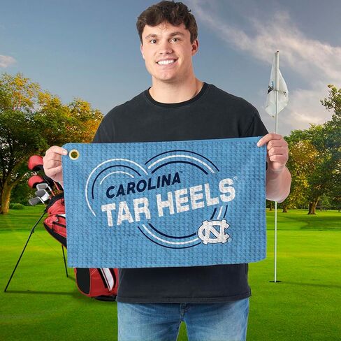 منشفة الجولف Northwest NCAA North Carolina Tar Heels، نسيج وافل من الألياف الدقيقة مرخص رسميًا، ماص مقاس 16 × 25 بوصة، ملحق تنظيف النادي، تصميم قطرات in Saudi Arabia