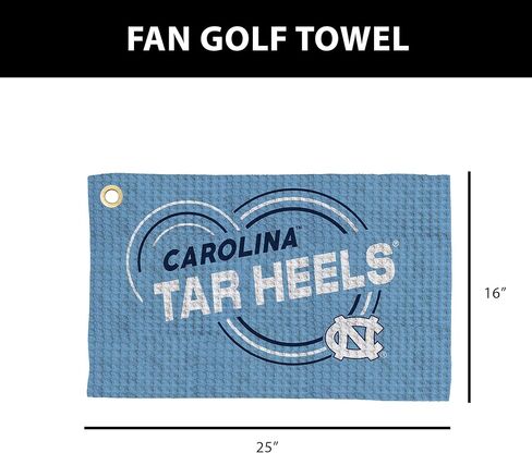 منشفة الجولف Northwest NCAA North Carolina Tar Heels، نسيج وافل من الألياف الدقيقة مرخص رسميًا، ماص مقاس 16 × 25 بوصة، ملحق تنظيف النادي، تصميم قطرات in Saudi Arabia