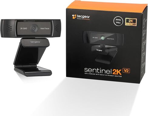 Sentinel Glo, 2K Webcam with Ring Light, Built-in Privacy Shutter, Auto Focus QHD Resolution Privacy Lens Cover, Built-in Microphone in Kuwait
