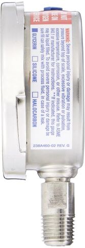 Ashcroft Duralife نوع 1009SWL مقياس ضغط مملوء بسائل الجلسرين من الفولاذ المقاوم للصدأ، وصلة سفلية 1/4 بوصة NPT، حجم قرص 2.5 بوصة، نطاق 0/160 رطل لكل بوصة مربعة in Kuwait