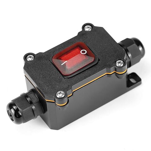 QWORK Inline Cord Switch with Red Indicator Light, IP67 Waterproof, DPST On-Off Latching Action, High Power, Metal & Plastic, 12V DC, 30A Switch for Electrical Appliances & Mechanical Equipment in Saudi Arabia