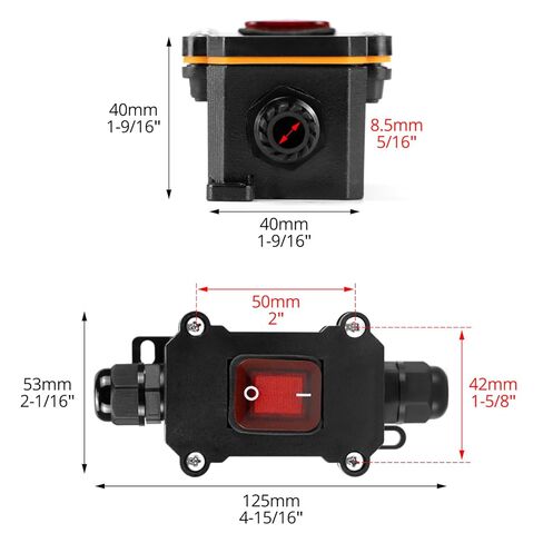 QWORK Inline Cord Switch with Red Indicator Light, IP67 Waterproof, DPST On-Off Latching Action, High Power, Metal & Plastic, 12V DC, 30A Switch for Electrical Appliances & Mechanical Equipment in Saudi Arabia