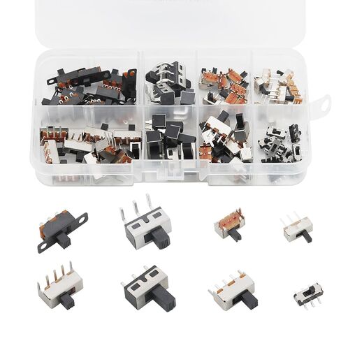 70PCS 8 Types Vertical Micro Mini Slide Switchs Switch Single Row Inline, 3 Pin 2 Position 1P2T SPDT Toggle Switches Panel Mount AC in Saudi Arabia