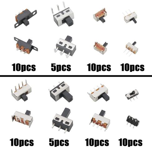 70PCS 8 Types Vertical Micro Mini Slide Switchs Switch Single Row Inline, 3 Pin 2 Position 1P2T SPDT Toggle Switches Panel Mount AC in Saudi Arabia