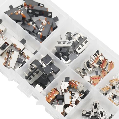 70PCS 8 Types Vertical Micro Mini Slide Switchs Switch Single Row Inline, 3 Pin 2 Position 1P2T SPDT Toggle Switches Panel Mount AC in Saudi Arabia