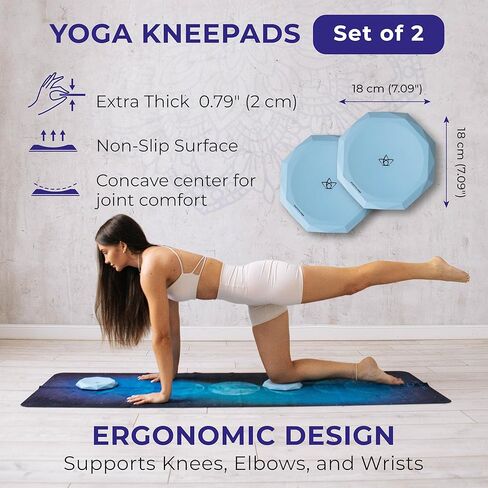 Mantra Yoga Knee Pads (Set of 2) – Extra Thick & Non-Slip Pads for Yoga, Pilates & Fitness – Ergonomic Design for Joint Protection – Lightweight, Portable & Durable Foam in Saudi Arabia