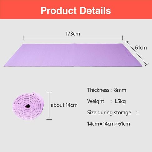 سجادة يوجا غير سامة باللون الوردي من Primasole مع أوضاع - 68 بوصة طول × 24 بوصة عرض × 1/3 بوصة سجادة تمرين غير قابلة للانزلاق للمنزل، في المنزل مع حزام حمل لليوجا بيلاتيس PSS91NH046NA in Kuwait