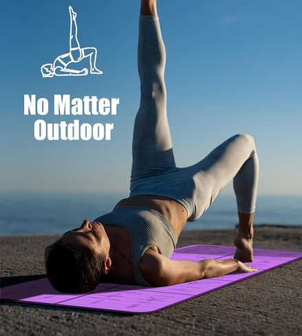 سجادة يوجا سميكة قابلة للطي مع أوضاع الوضعيات - هدايا عيد الميلاد للزوجة والفتيات، سجادة تمرين تعليمية بسمك 8 مم غير قابلة للانزلاق للتمرين المنزلي، 72 بوصة × 24 بوصة × 0.3 بوصة (بنفسجي) ﻿ in Kuwait