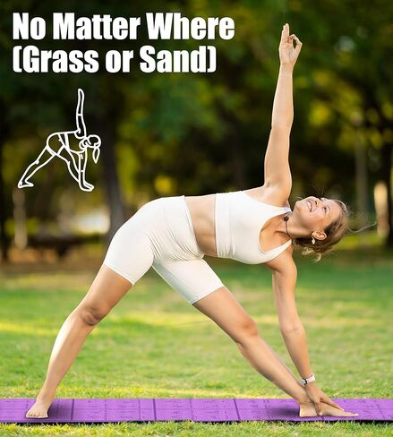 سجادة يوجا سميكة قابلة للطي مع أوضاع الوضعيات - هدايا عيد الميلاد للزوجة والفتيات، سجادة تمرين تعليمية بسمك 8 مم غير قابلة للانزلاق للتمرين المنزلي، 72 بوصة × 24 بوصة × 0.3 بوصة (بنفسجي) ﻿ in Kuwait