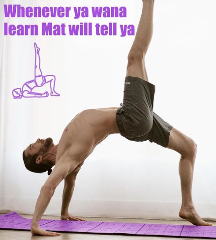 سجادة يوجا سميكة قابلة للطي مع أوضاع الوضعيات - هدايا عيد الميلاد للزوجة والفتيات، سجادة تمرين تعليمية بسمك 8 مم غير قابلة للانزلاق للتمرين المنزلي، 72 بوصة × 24 بوصة × 0.3 بوصة (بنفسجي) ﻿ in Kuwait