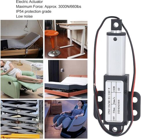 Mini Electric Linear Actuator 20mm Stroke 4mm/s 150N Thrust DC24V Aluminum ABS IPX4 Rated Limit Switch 3W Power for Industrial Agricultural Machinery Catering Ventilation in Saudi Arabia