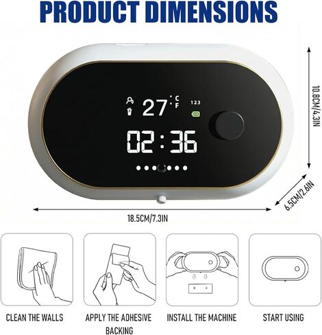 موزع صابون أوتوماتيكي بدون لمس على الحائط، موزع ذكي قابل لإعادة الشحن مع عرض الوقت/درجة الحرارة in Kuwait